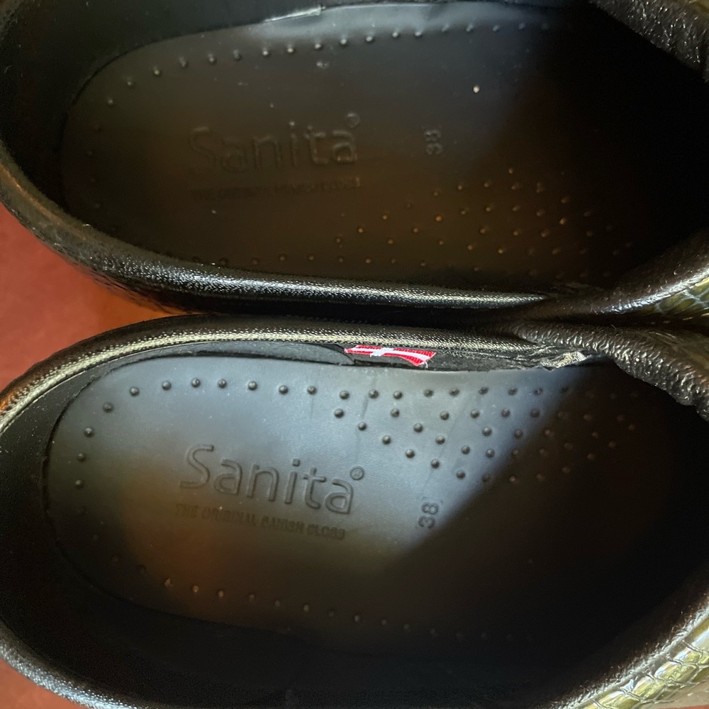 Sanita Clogs Size 38 | Green Faux Croc Leather | Made in Denmark - Picture 4 of 5